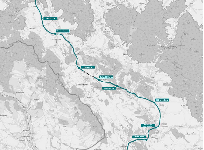 Eine Stadtkarte mit einer blauen Linie, die die Route einer Fahrradtour markiert, einschließlich Start- und Endpunkten.