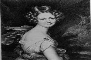 Ein Schwarz-Weiß-Porträt von Maria Feodorovna von Russland, eine Frau in einem Kleid mit zurückgebundenem Haar, die direkt in die Kamera schaut.