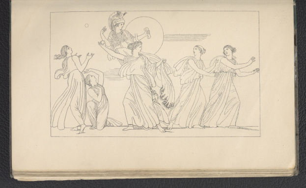 Ein Buchumschlag mit einer lebendigen Illustration einer Gruppe von Frauen, die in harmonischen, synchronen Posen tanzen, mit detaillierten Kleidungsstücken und Gesichtern.