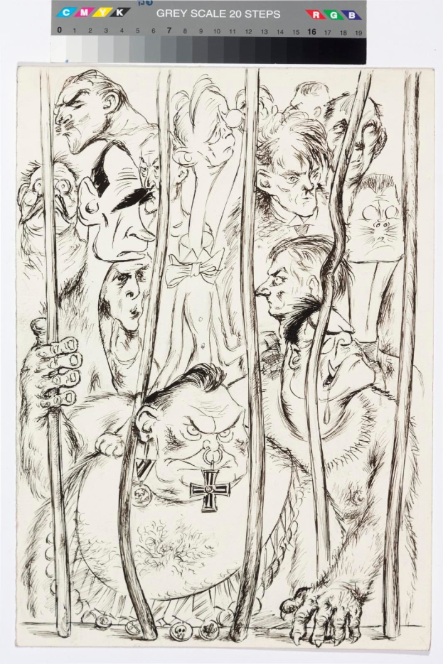 Comic-Seite betitelt "Grimm Fairy Tales 1-A von Dark Horse", die eine Gruppe von Menschen hinter Gittern unter einem tiefblauen Nachthimmel mit Sternen und einer markanten weißen Schrift am unteren Rand zeigt.