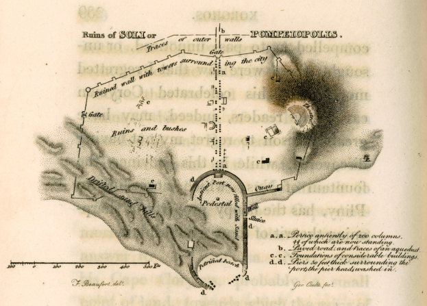 Ein abgenutztes Buch mit einer detaillierten Stadtkarte, die Straßen, Gebäude und Sehenswürdigkeiten zeigt, sowie Texten zur Geschichte, Kultur und Attraktionen der Stadt.