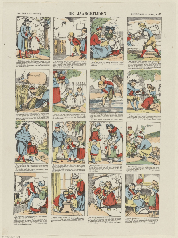 Ein Cartoon von einem Mann und einer Frau in einem Gespräch auf einer Buchseite, umgeben von spielerischem Text und Bildern.