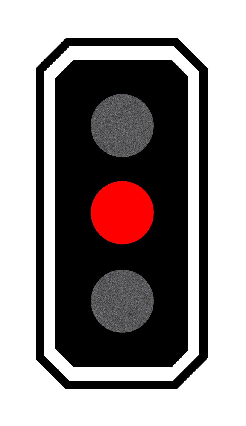 Schwarzer und weißer Ampel mit allen drei Lichtern rot